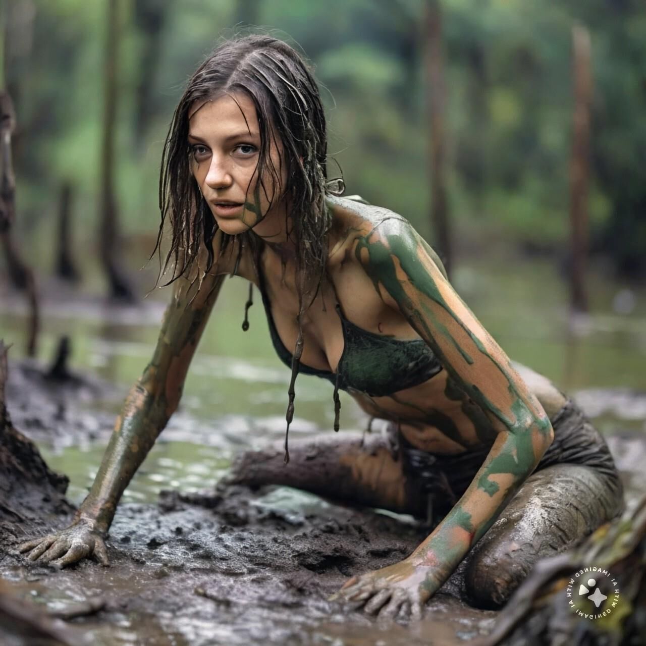 Women in a slimy swamp