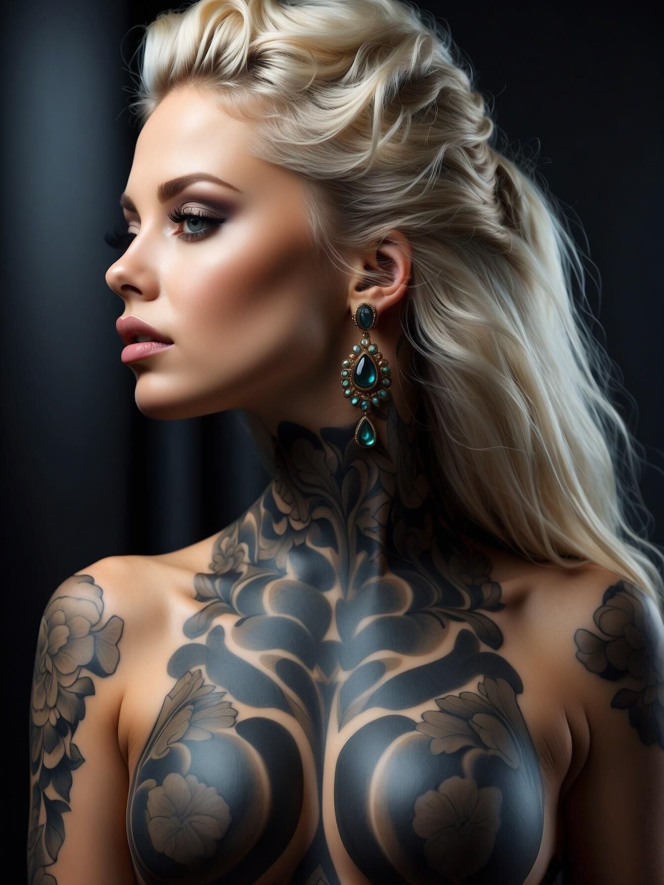 Tattoed blonde beauty  