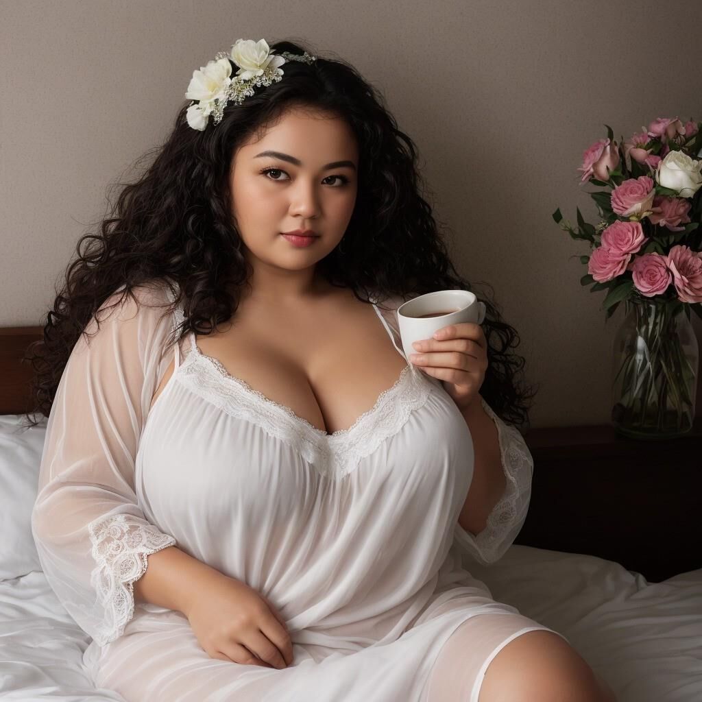 AI - コーヒーを飲みながらナイトガウンを着た女性 5