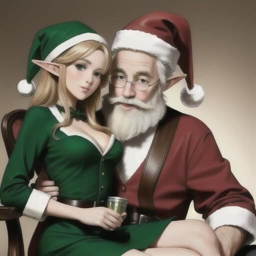 IA generada 560: Santa, Sra. Santa, hermana de la Sra. Santa, elfos