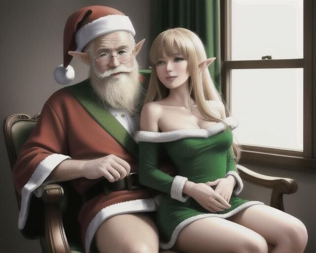 IA generada 560: Santa, Sra. Santa, hermana de la Sra. Santa, elfos