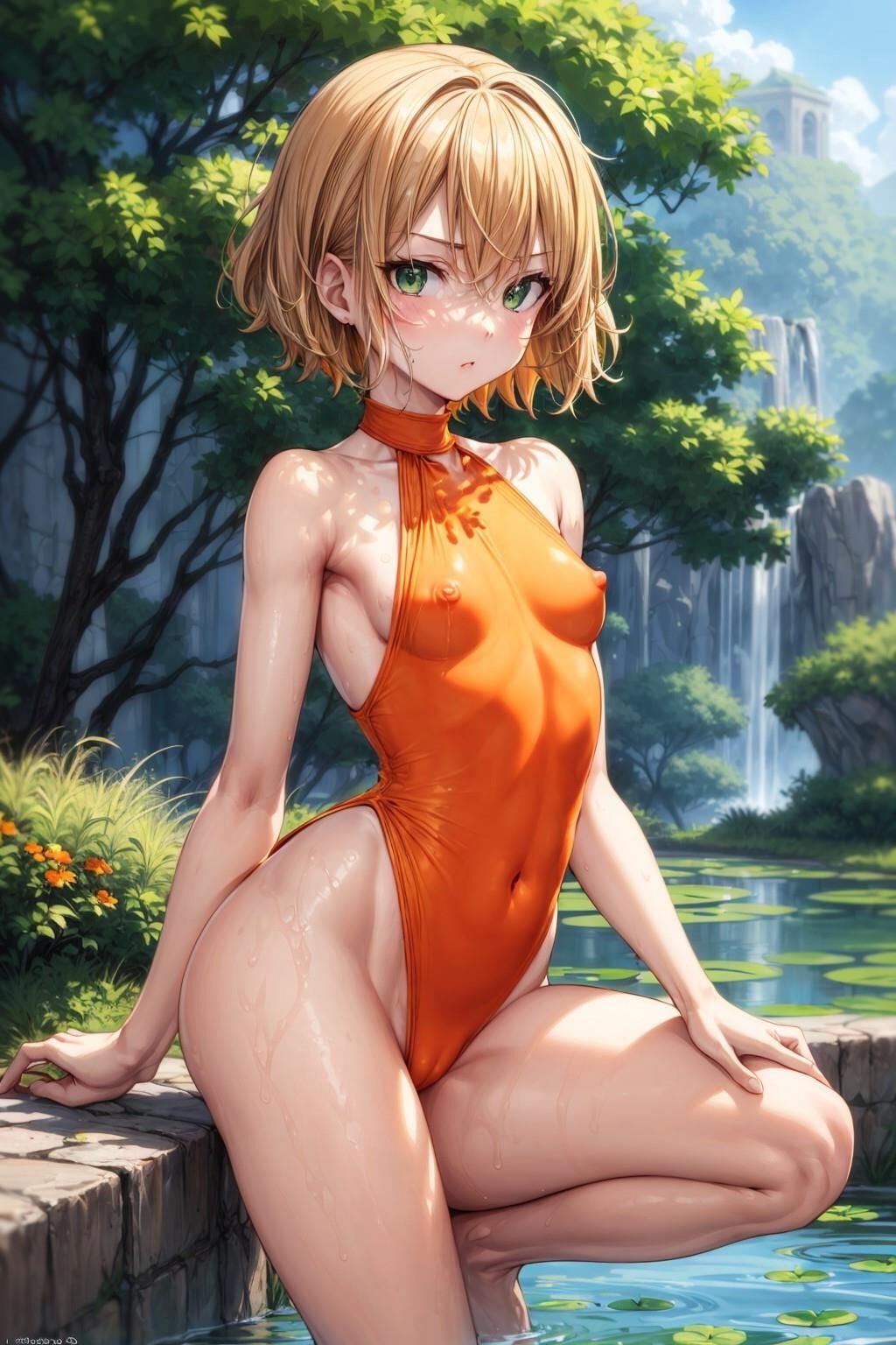 (AI Generated Hentai) Swimsuit Centerfold w/ Hinata