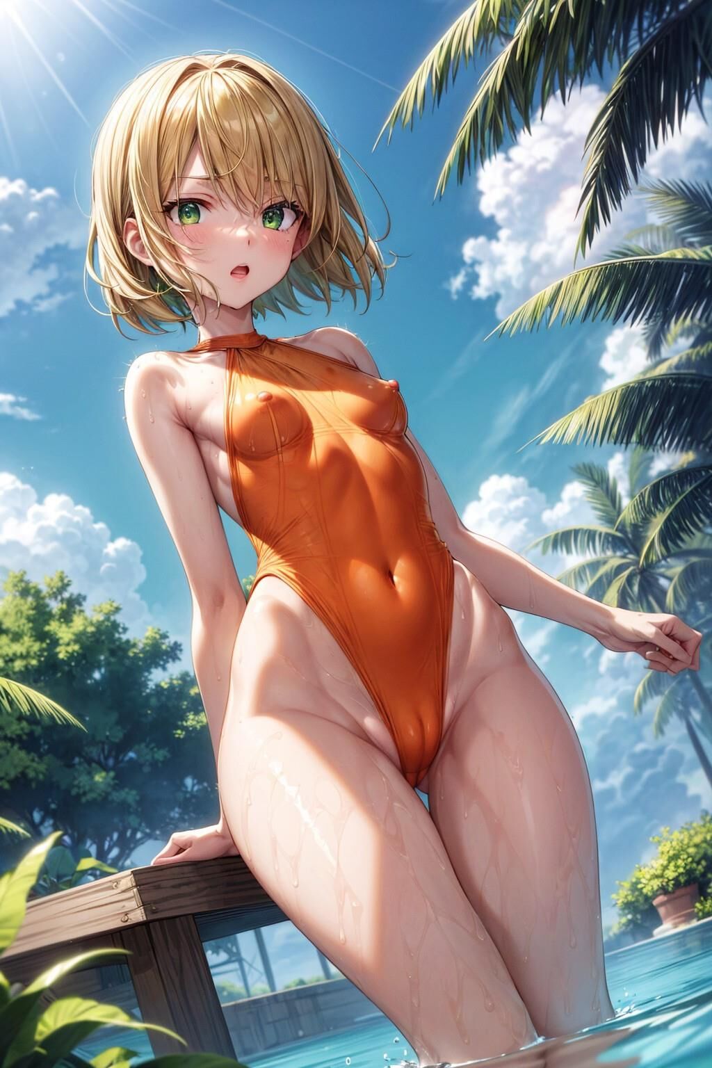 (AI Generated Hentai) Swimsuit Centerfold w/ Hinata