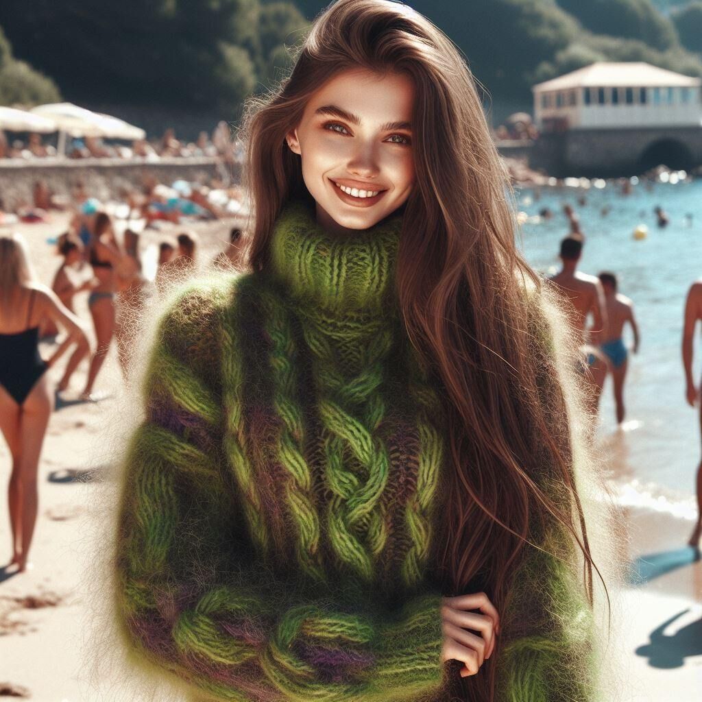 AI Sweatergirls at the beach 1