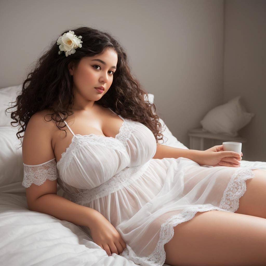 AI - コーヒーを飲みながらナイトガウンを着た女性 5
