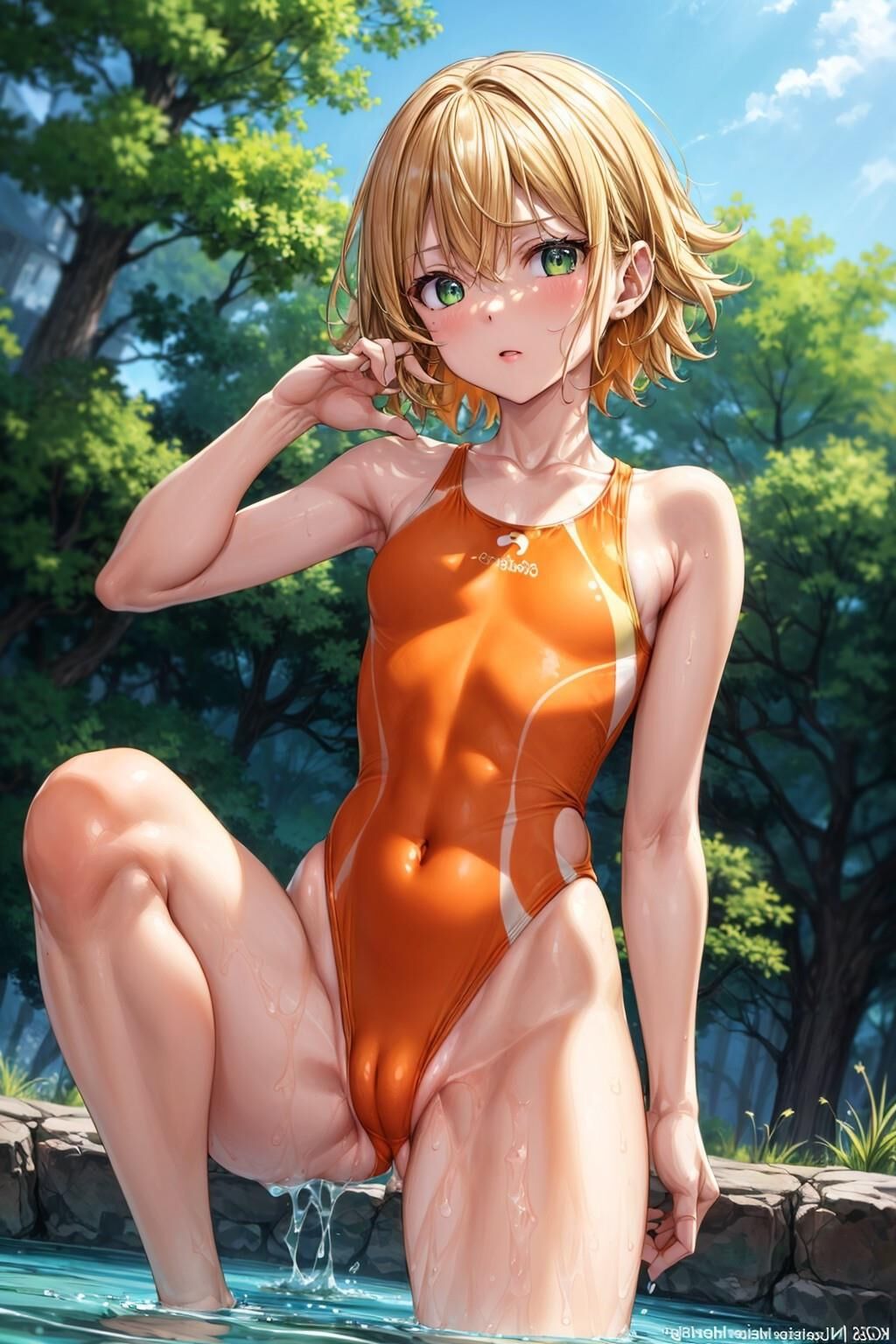 (AI Generated Hentai) Swimsuit Centerfold w/ Hinata