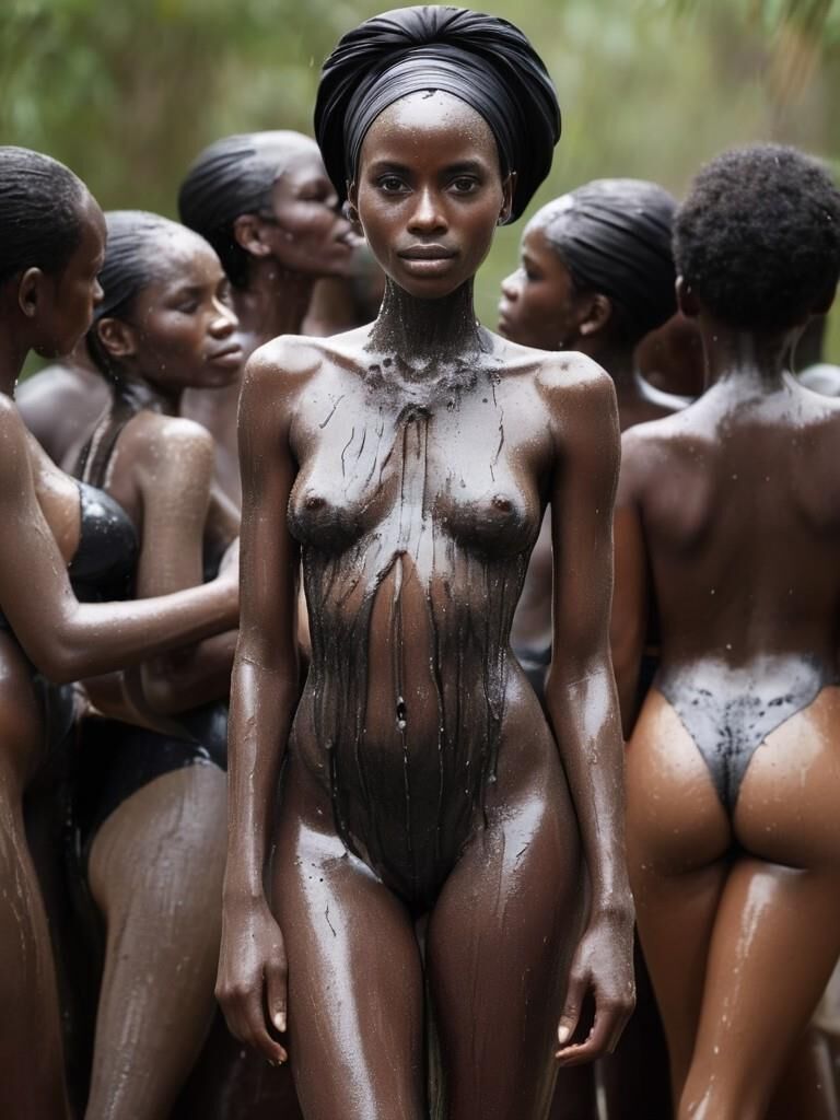 mujer africana, bañarse