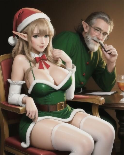 IA generada 560: Santa, Sra. Santa, hermana de la Sra. Santa, elfos