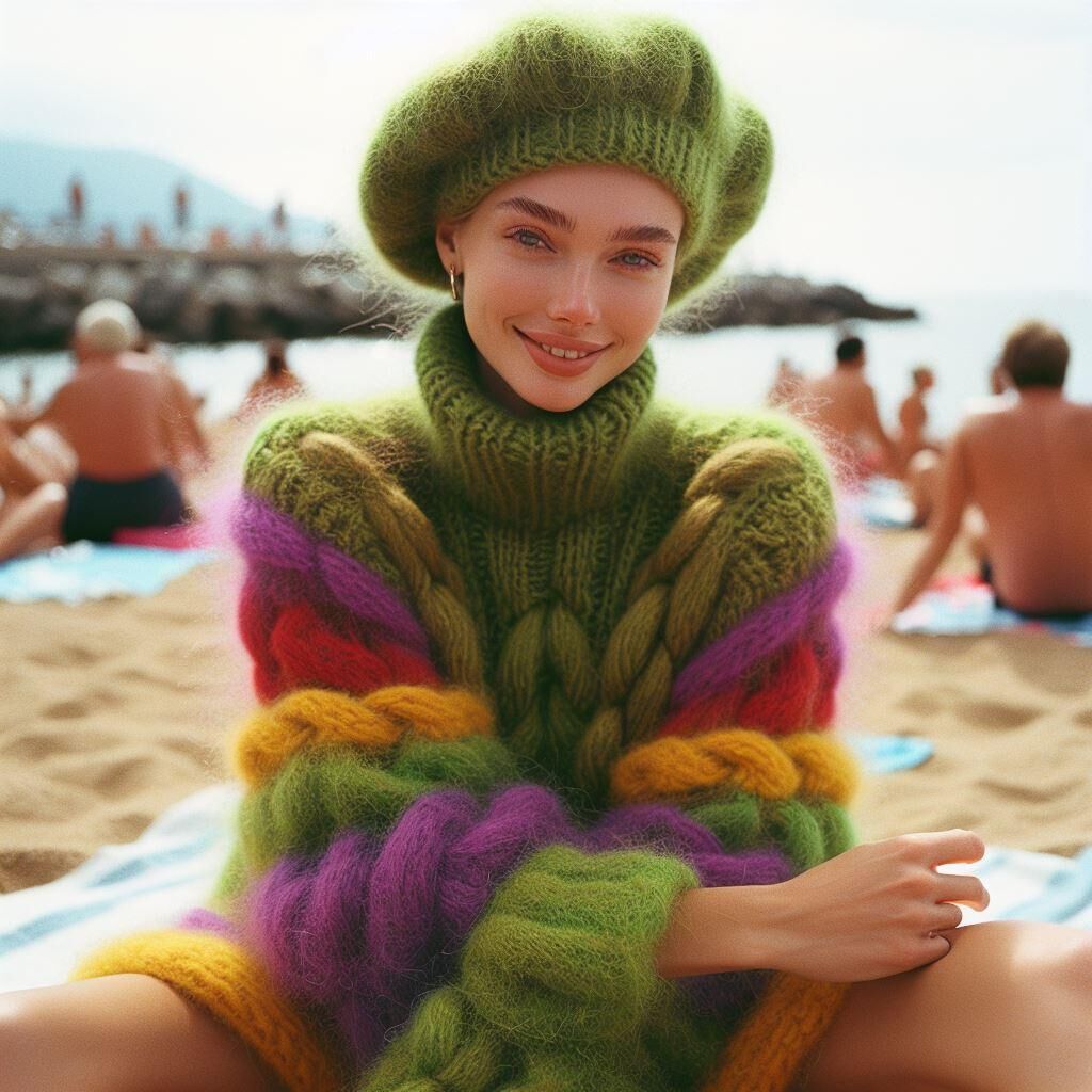 AI Sweatergirls at the beach 1