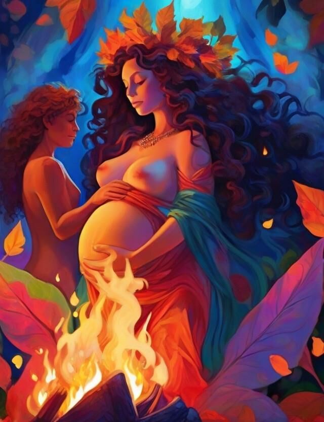 Pregnant Priestess of the Great Mother Goddess