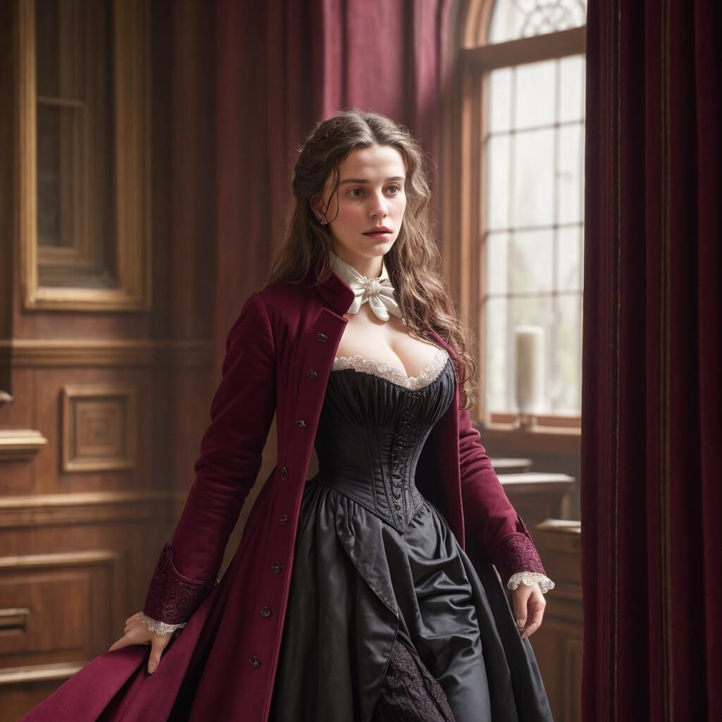 AI - Woman in burgundy frock coat