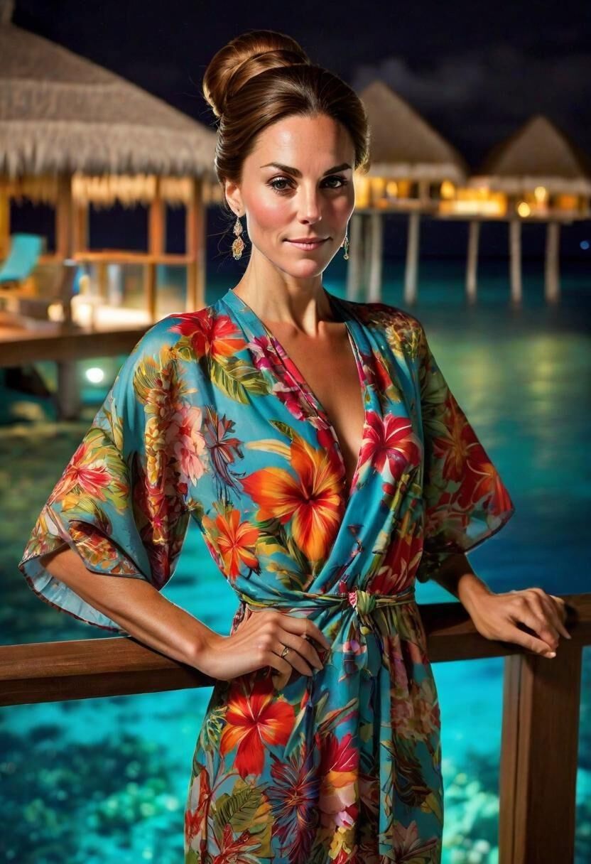 Kate Middleton, on vacation, on the Island of Bora Bora