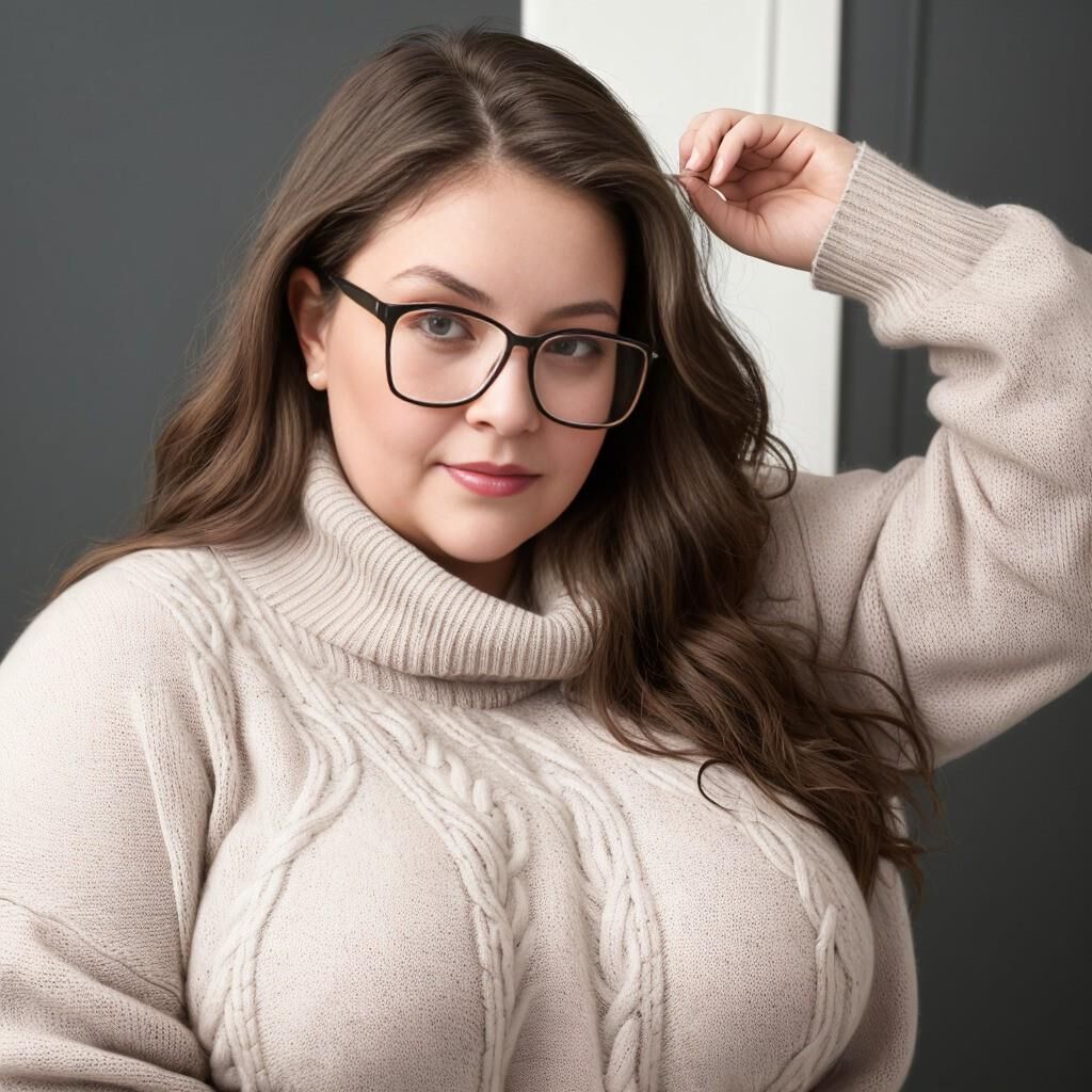 AI - Woman in sweater and glasses 2