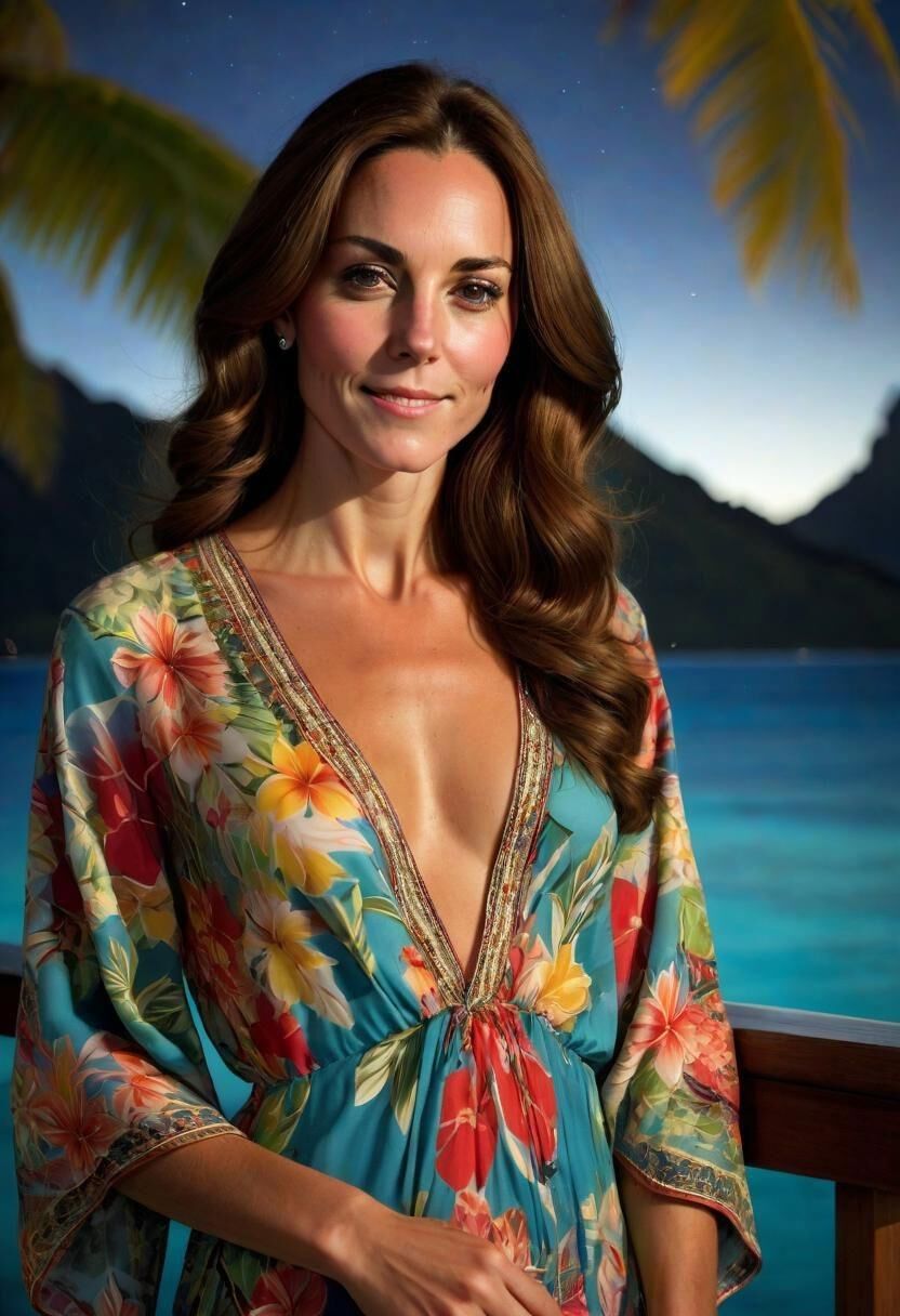 Kate Middleton, on vacation, on the Island of Bora Bora