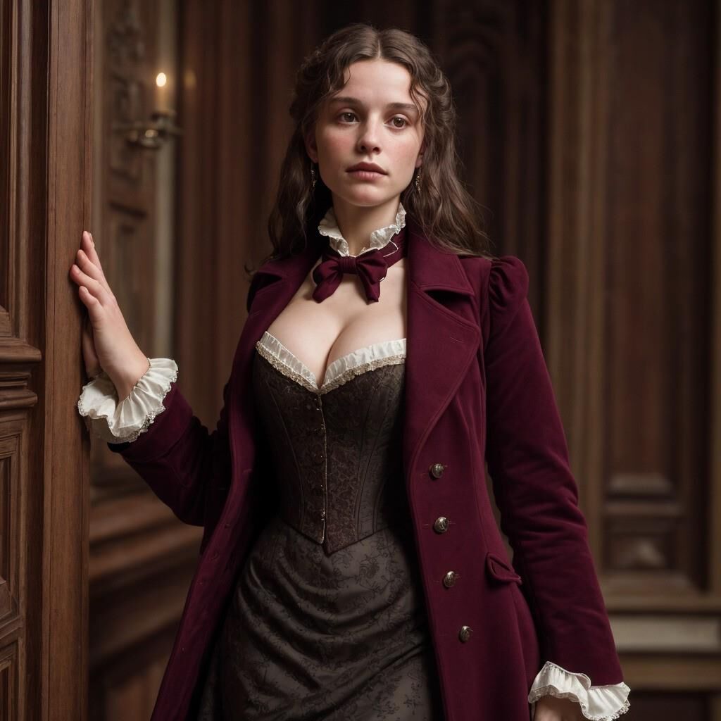 AI - Woman in burgundy frock coat