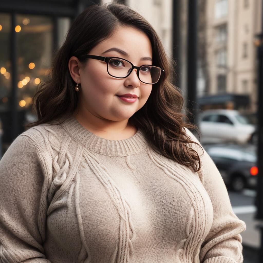 AI - Woman in sweater and glasses 2