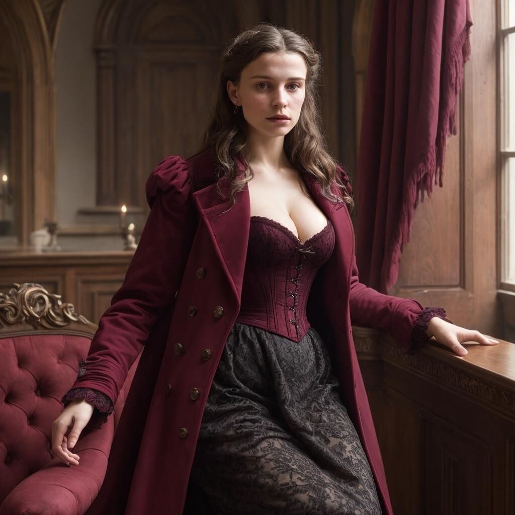 AI - Woman in burgundy frock coat