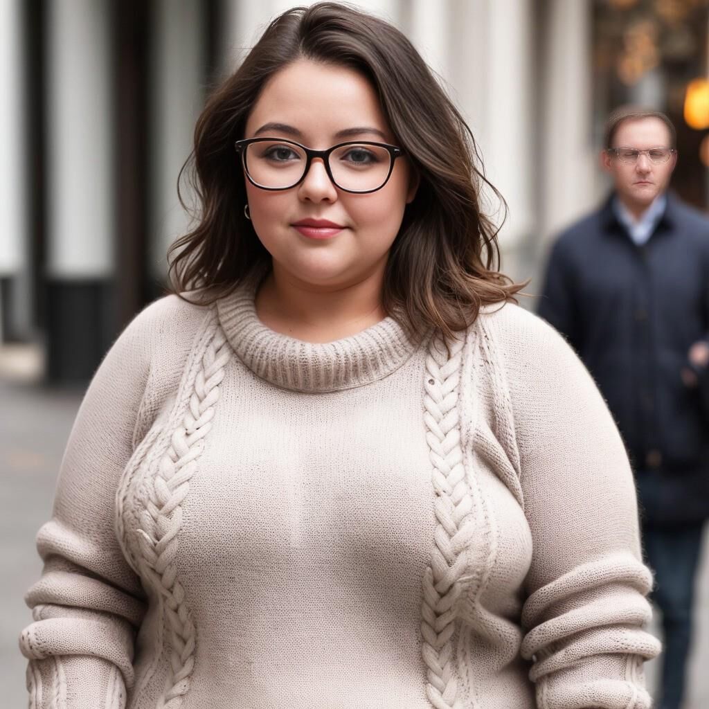 AI - Woman in sweater and glasses 2