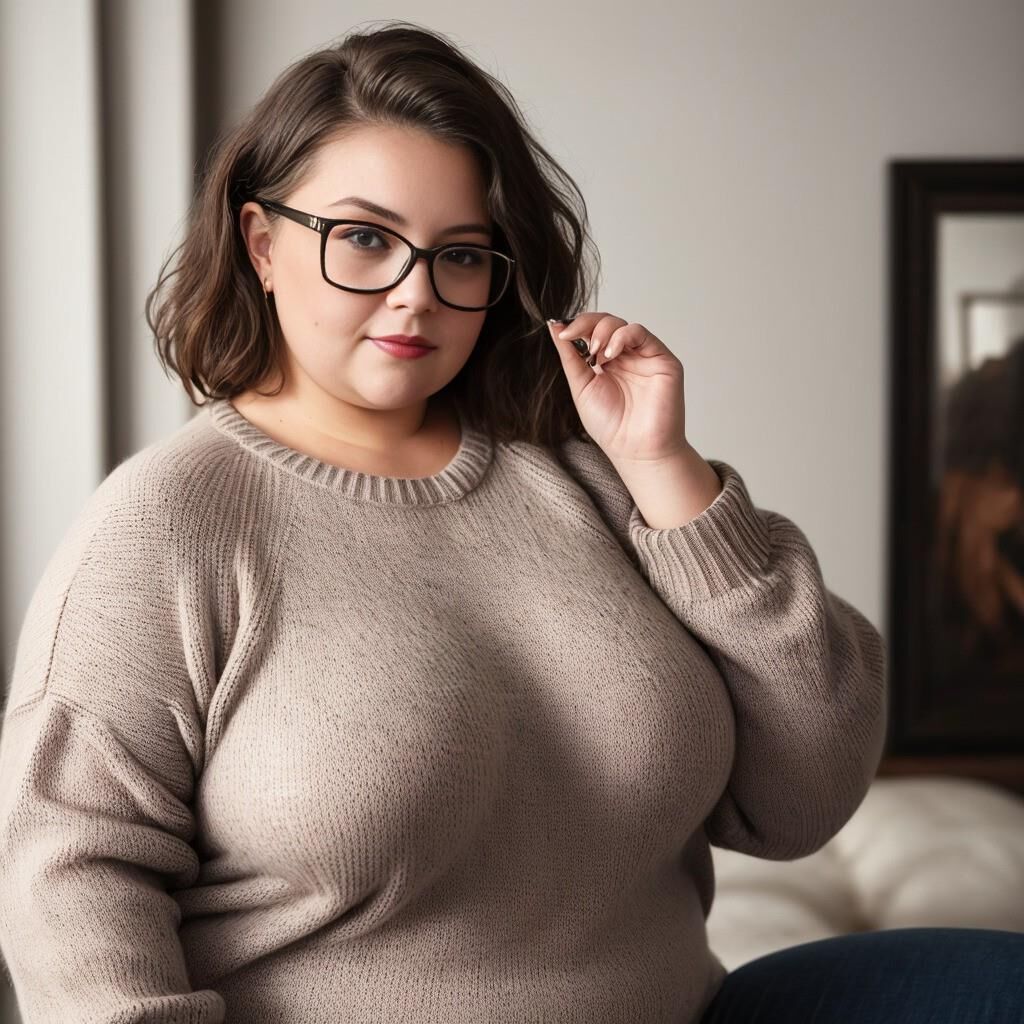 AI - Woman in sweater and glasses