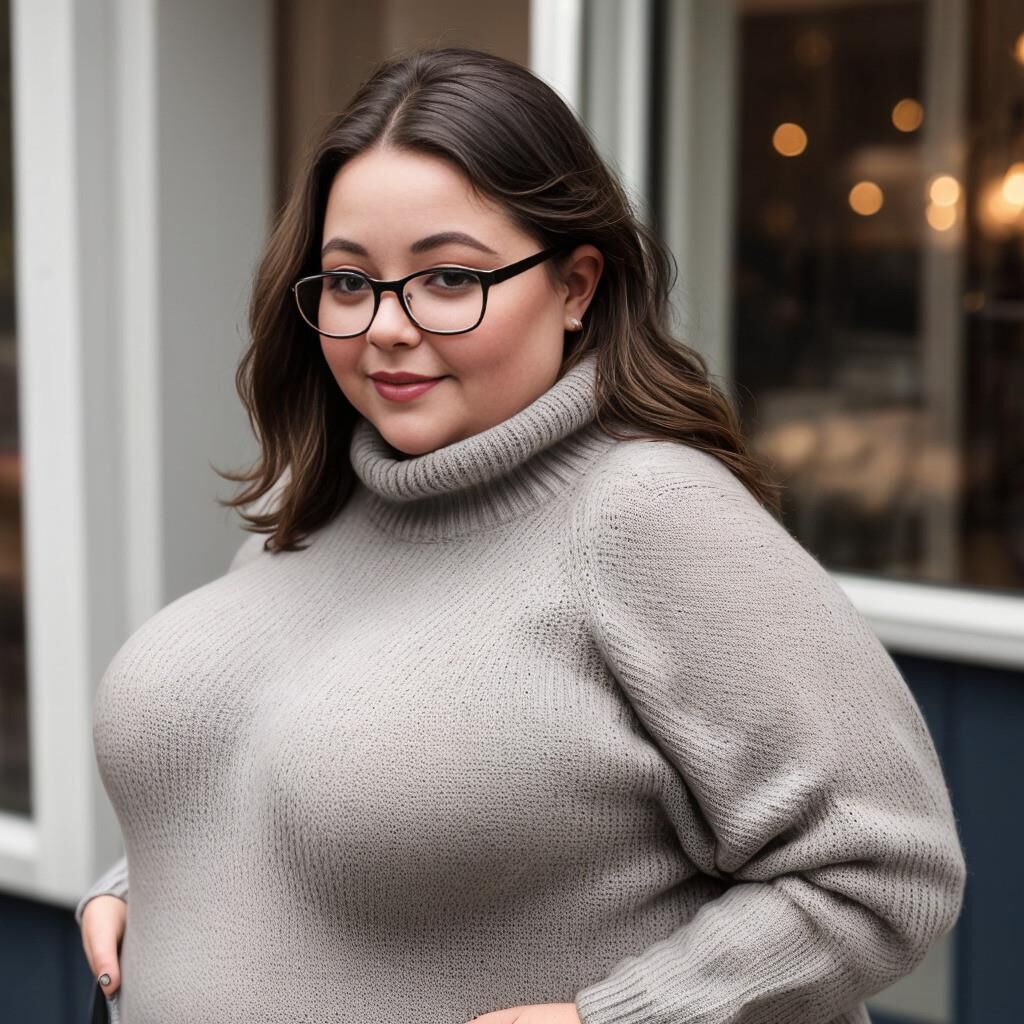 AI - Woman in sweater and glasses 2