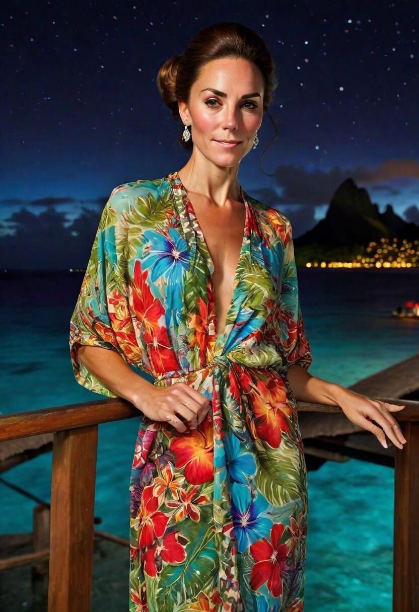 Kate Middleton, on vacation, on the Island of Bora Bora