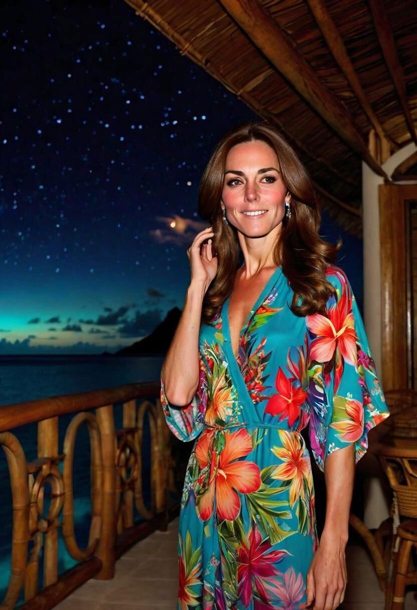 Kate Middleton, on vacation, on the Island of Bora Bora