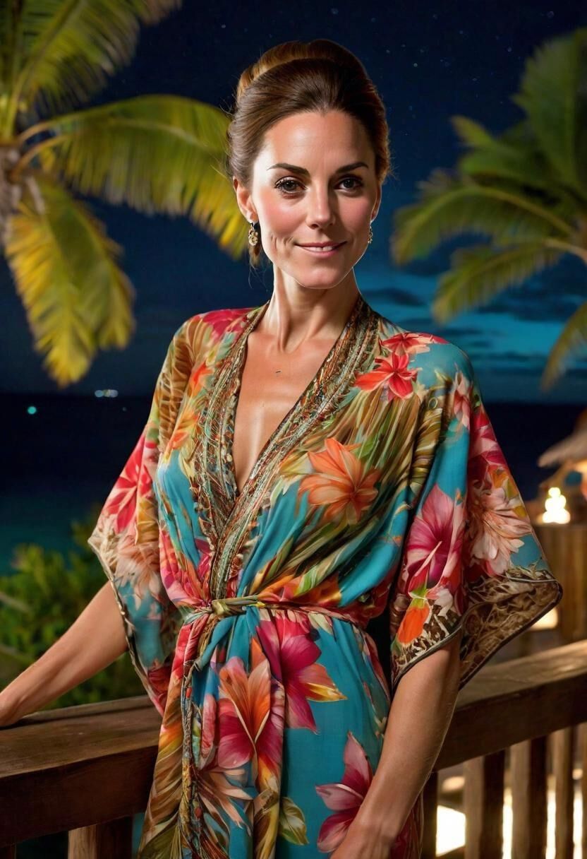 Kate Middleton, on vacation, on the Island of Bora Bora