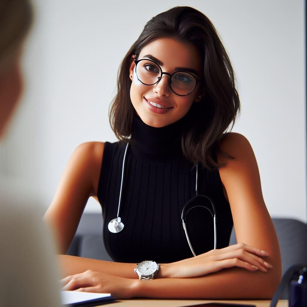 Jovens médicos vestindo gola alta sem mangas e relógios de metal