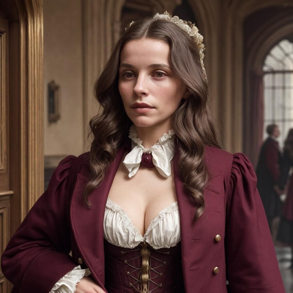 AI - Woman in burgundy frock coat