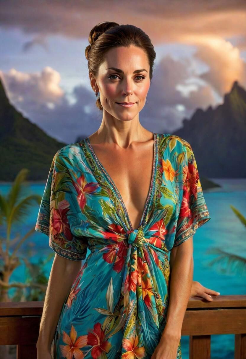 Kate Middleton, on vacation, on the Island of Bora Bora