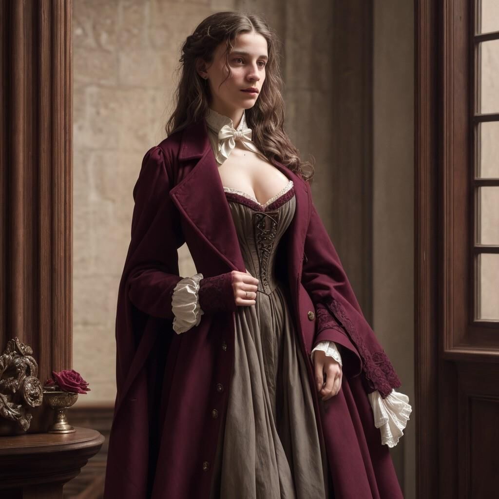 AI - Woman in burgundy frock coat