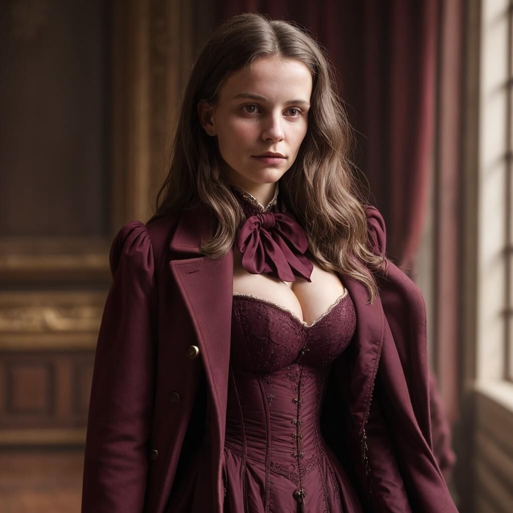 AI - Woman in burgundy frock coat