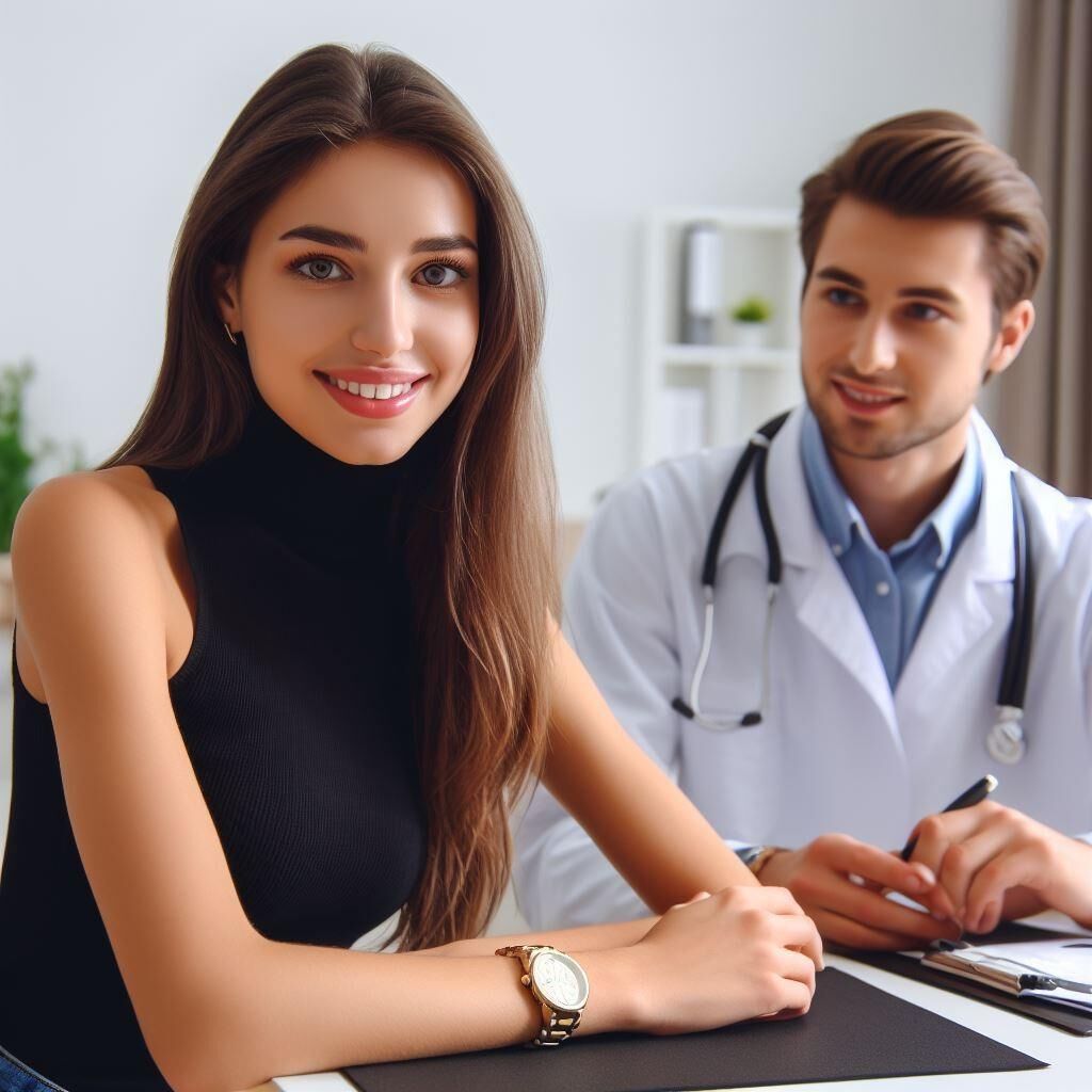 Jovens médicos vestindo gola alta sem mangas e relógios de metal