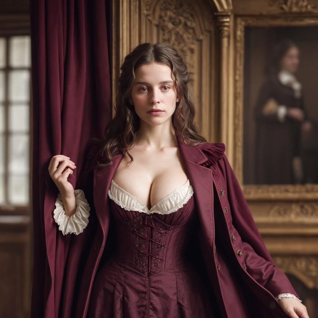 AI - Woman in burgundy frock coat