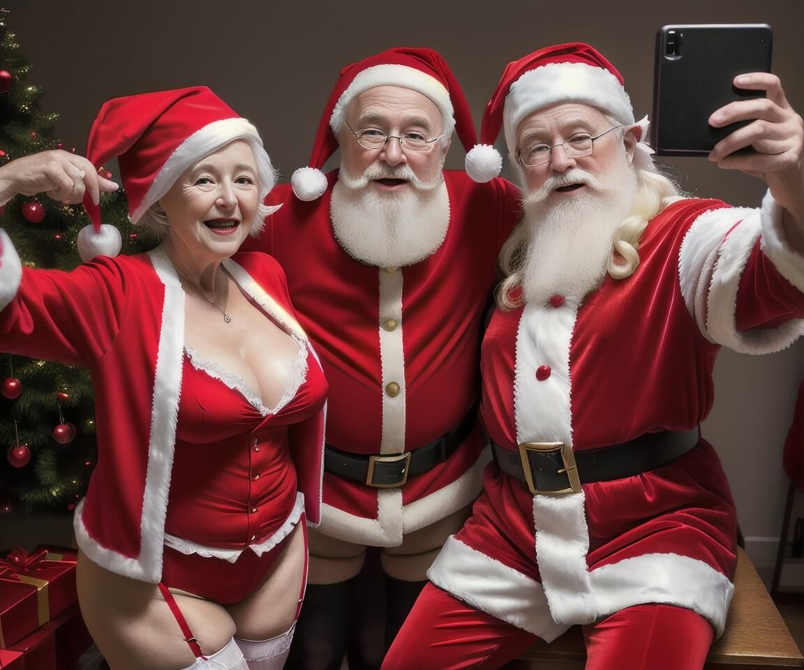 IA generada 536: Santa, Sra. Santa, hermana de la Sra. Santa, elfos