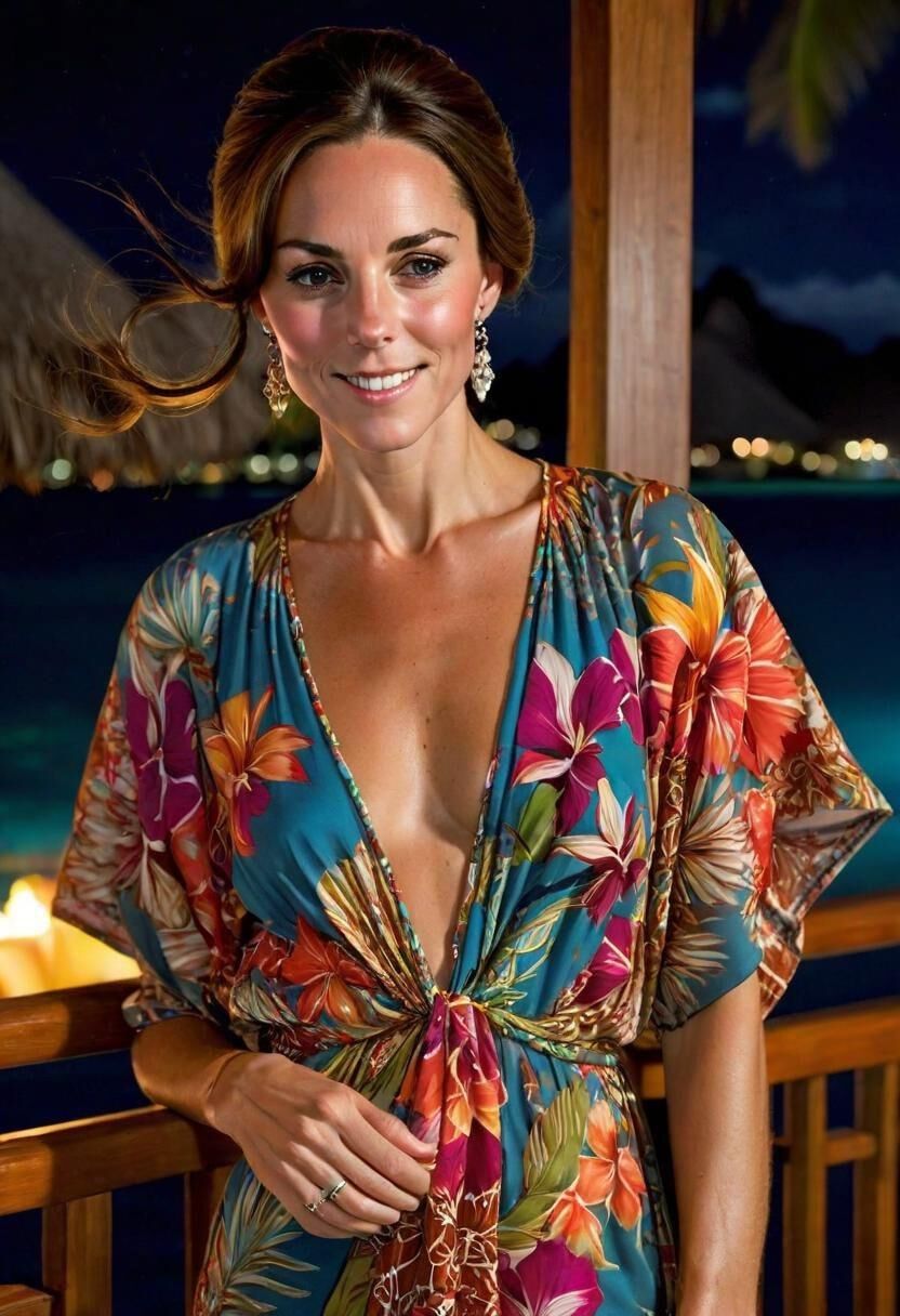 Kate Middleton, on vacation, on the Island of Bora Bora