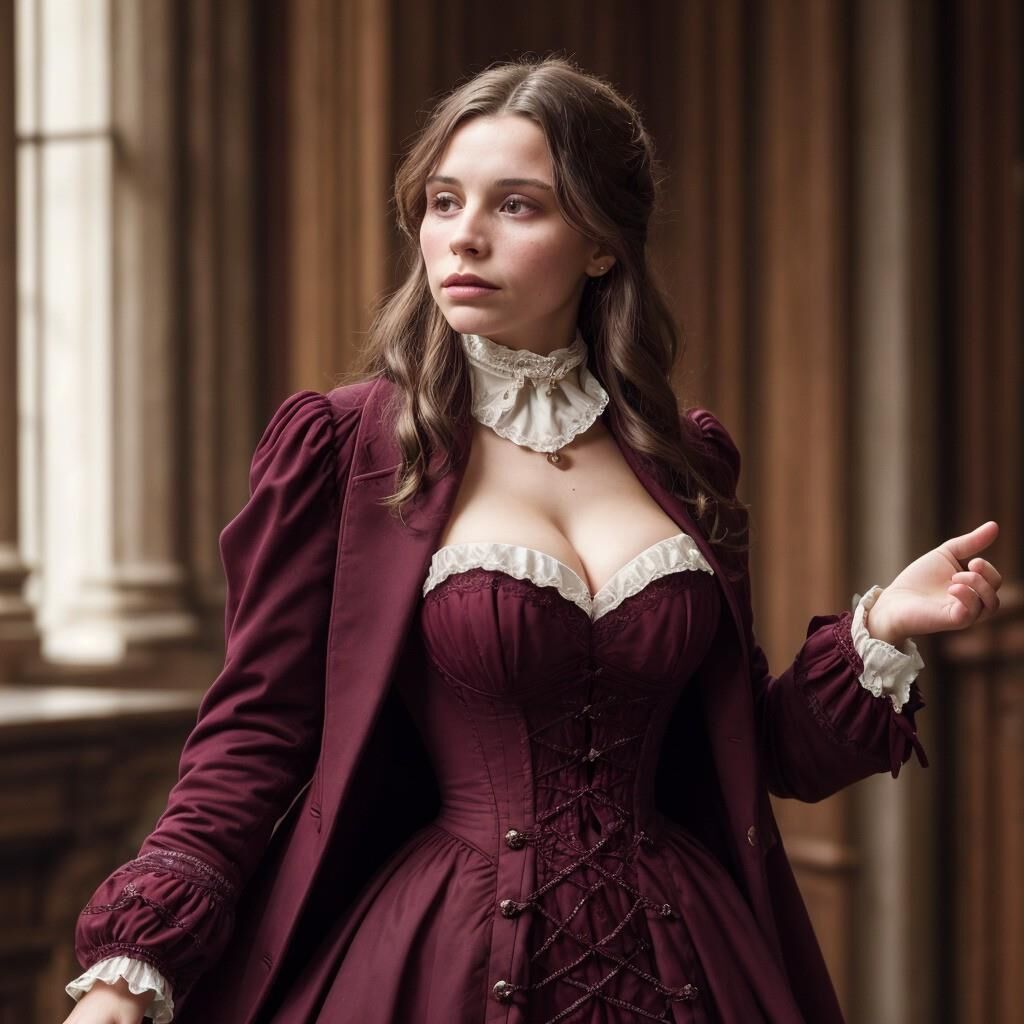 AI - Woman in burgundy frock coat