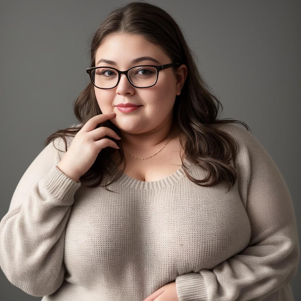 AI - Woman in sweater and glasses 2