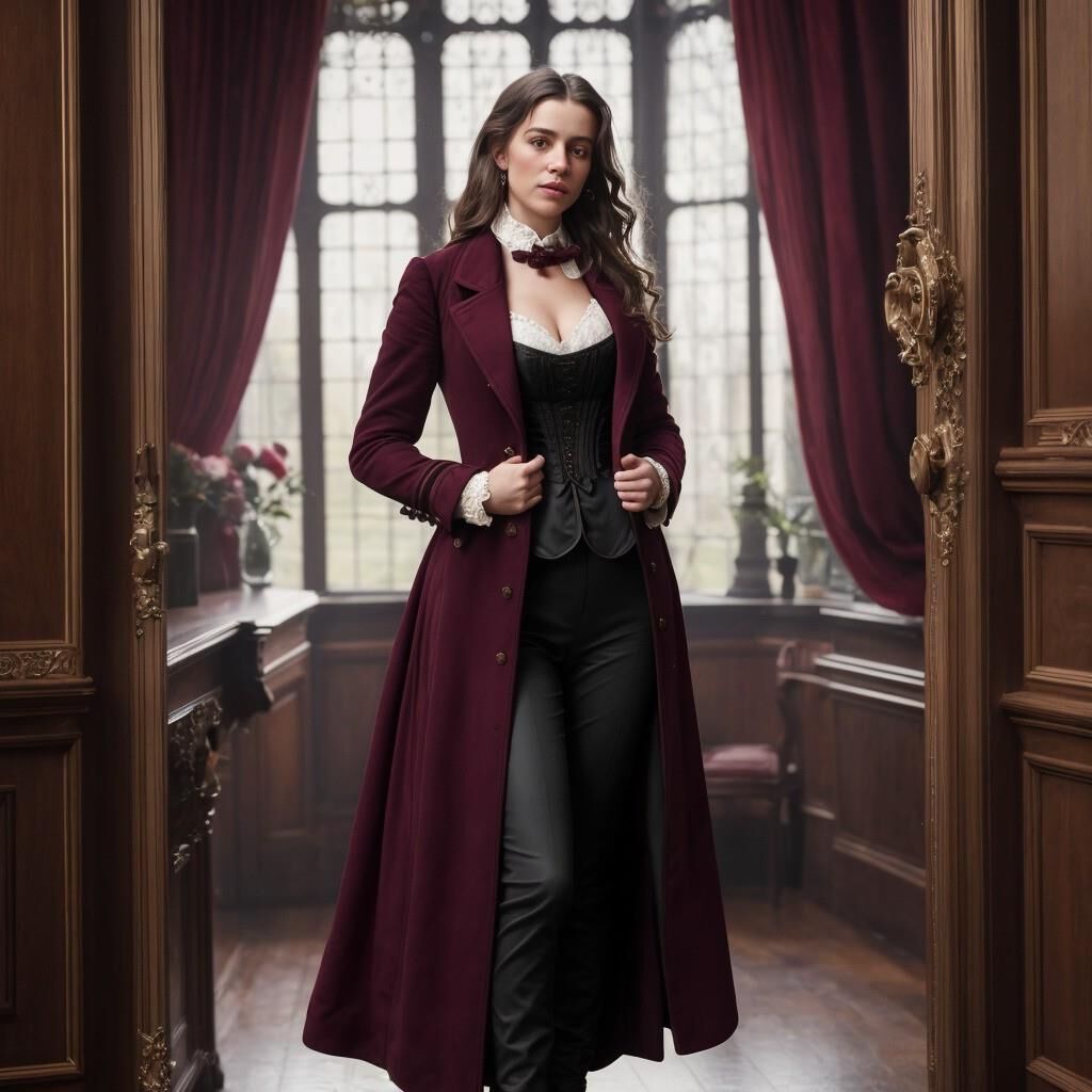 AI - Woman in burgundy frock coat