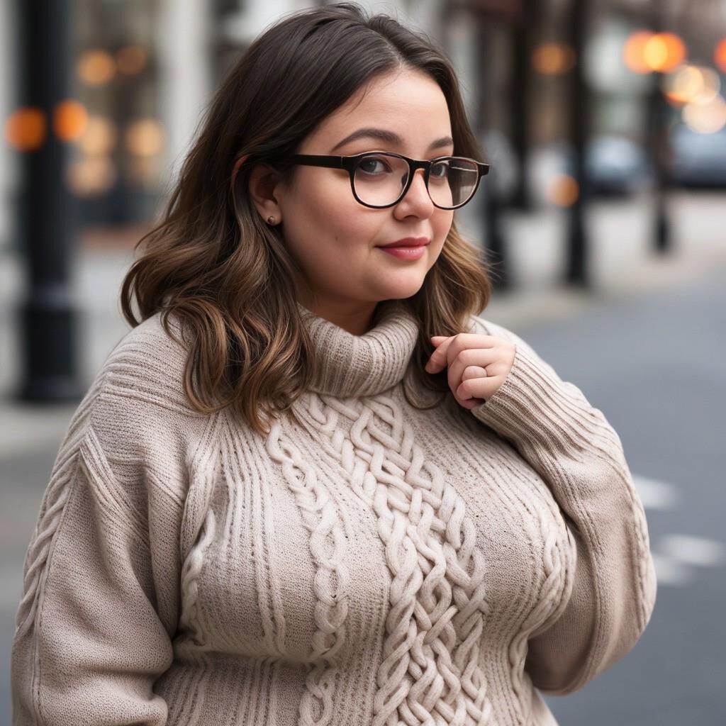 AI - Woman in sweater and glasses 2