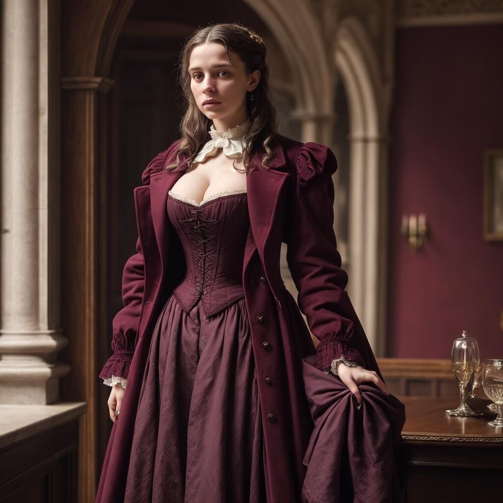 AI - Woman in burgundy frock coat