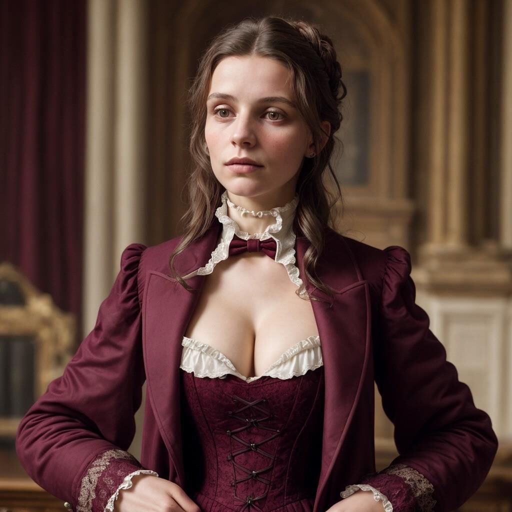 AI - Woman in burgundy frock coat