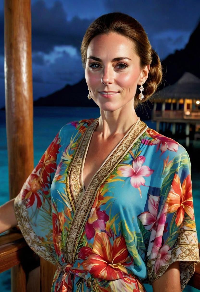 Kate Middleton, on vacation, on the Island of Bora Bora