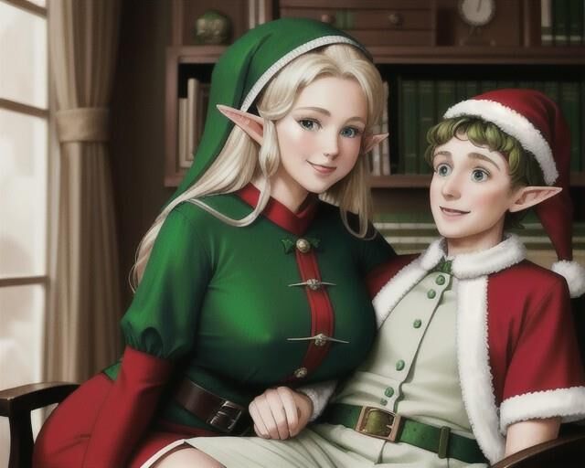 IA gerada 555: Papai Noel, Sra. Santa, irmã da Sra.