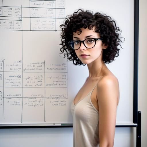 Cute girl with curly black hair, makes it hard to focus at work 