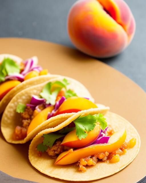 Peach and eggplant and a few tacos