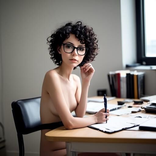 Cute girl with curly black hair, makes it hard to focus at work 