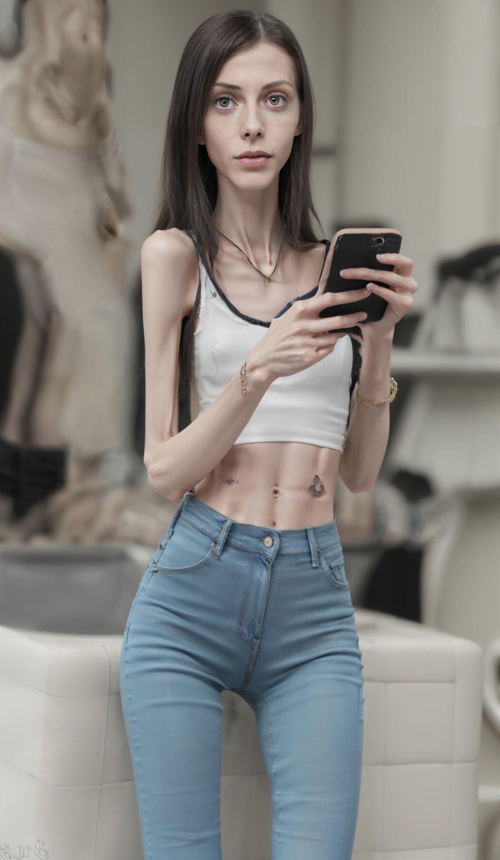 AI Generated - Anorexic women in jeans - Eugenia Cooney edition