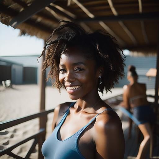 Beautiful black girls, AI, some in bikinis, some with boobs out