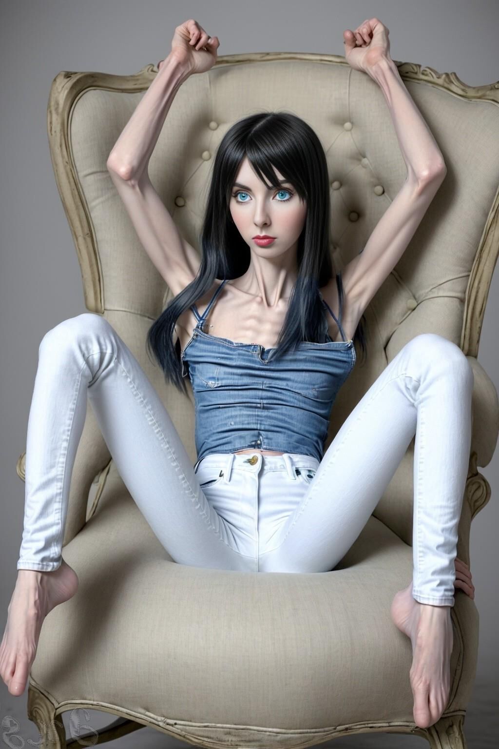 AI Generated - Anorexic women in jeans - Eugenia Cooney edition